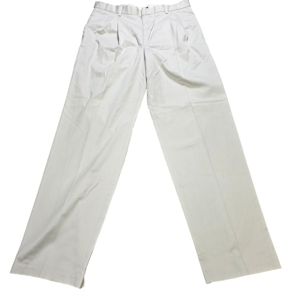 Dockers Premium Pleated Chino Pants Men's Size 34 Beige Relaxed Fit 100% Cotton